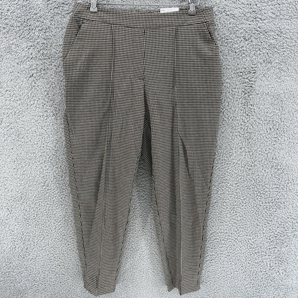 Nine West Crop Relaxed‎ Pants Houndstooth Mid Rise Large Pull Over Stretch NWT